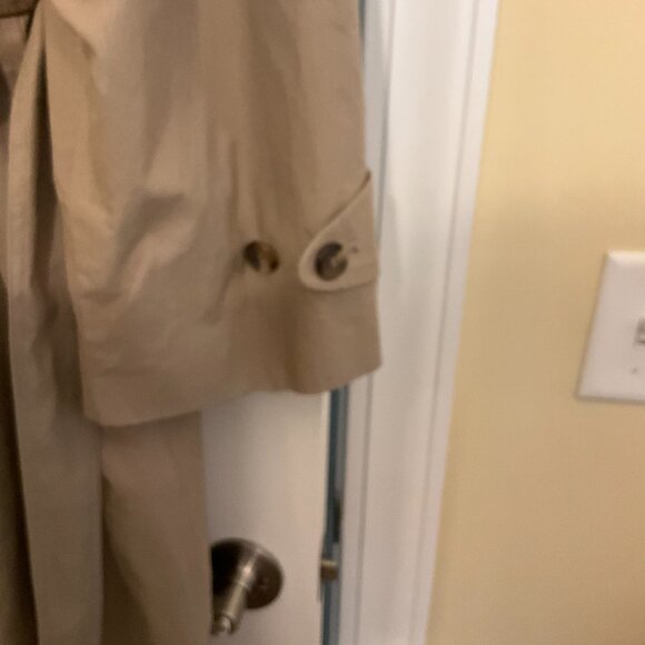 Jos A Bank Men’s 46L Trench Coat Beige Long Removable Plaid Wool Blend Liner - Picture 8 of 9